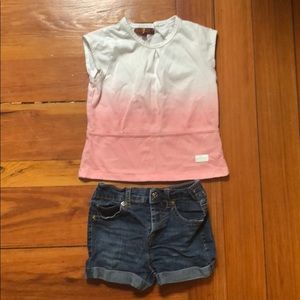 7 For All Mankind girls Jean shorts and shirt set